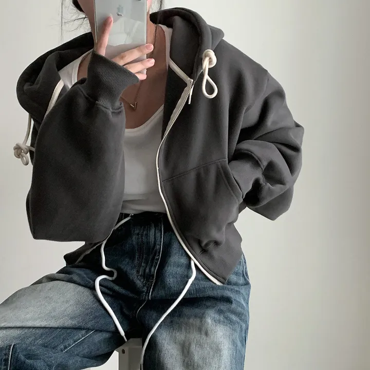 [완전인기✨/백염컬러 당일출고!] 자체제작 크치Made 꿈에 나온 핏, 투웨이 양기모 크롭 후드집업 ver 아우터 자켓 - zipup 상세 이미지 186
