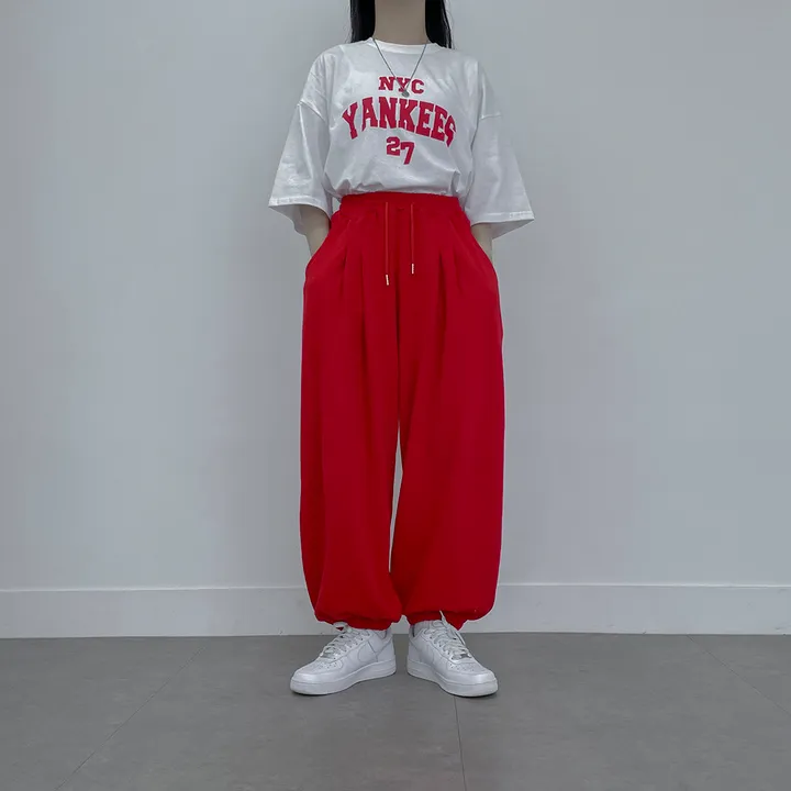 [우체국🚀/오늘출발/❤주문폭주❤/unisex/빅사이즈] 더블 핀턱 와이드 밴딩 조거 트레이닝 팬츠 4colors 상세 이미지 2