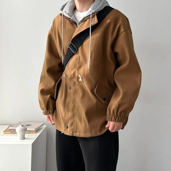 가을 겨울 오버핏 하프 코트 미니멀 빅사이즈 아우터 후드레이어드오버핏코트 상세 이미지 15
