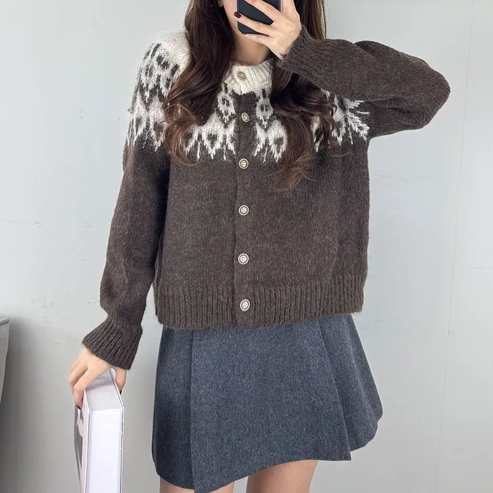 [당일발송] 3Color 앙고라 다이아 노르딕 니트 긴팔 가디건*1363 상세 이미지 15