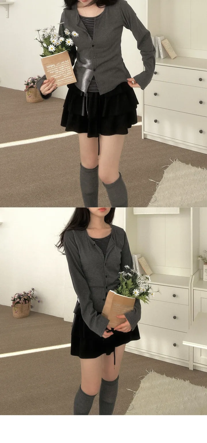 [극찬세례/일체형💫] 모노 티셔츠 2color 단가라 레이어드티 상세 이미지 12