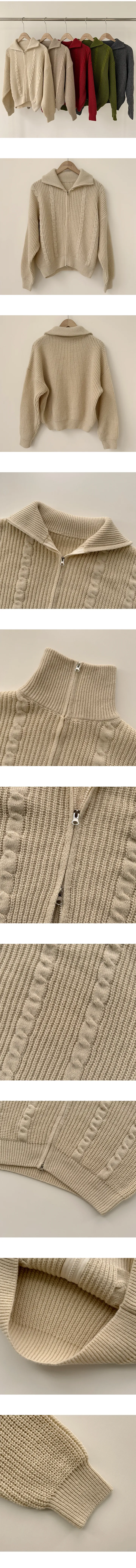 [데일리/아방핏] 말라보이는, 도톰 꽈배기 카라 투웨이 루즈핏 니트집업 가디건 (5color) 상세 이미지 9