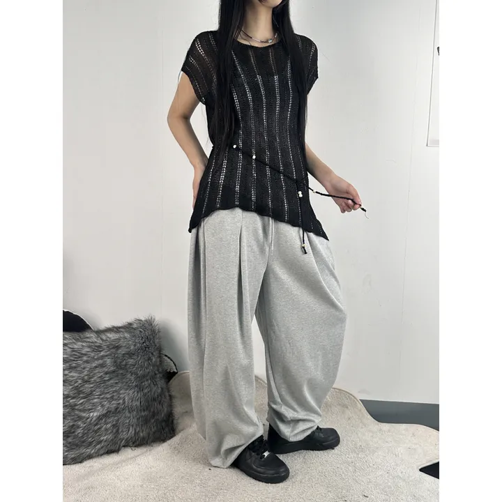 ❤️‍🔥기모선택│업그레이드 ver.│누적판매1,000 돌파 기념│4size!❤️‍🔥[UNISEX/기획특가]사이드 폴드 핀턱 스트링 루즈 와이드 벌룬 트레이닝 팬츠(2color) 상세 이미지 47