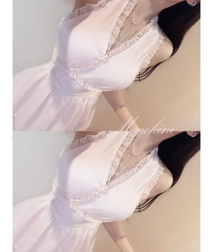 당일출고 [블링 모노키니/발레코어룩] 고퀄* 홀터넥 리본 홀터비키니 원피스 수영복 비치웨어 상세 이미지 7