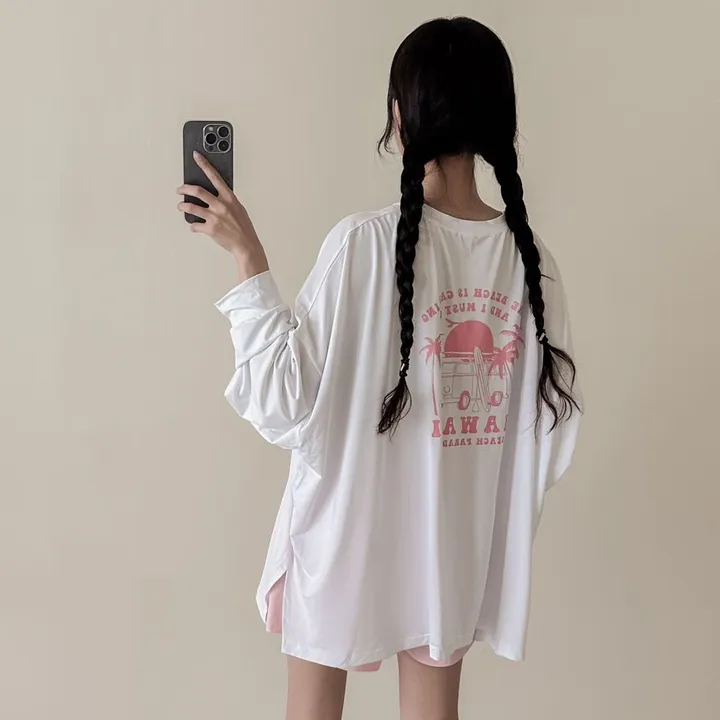 [44-100/래쉬가드] UV차단 99.9!🌞 하와이 프린팅 래쉬가드 티셔츠 + 비치 스판 밴딩 수영복 반바지 셋업 2c 상세 이미지 11