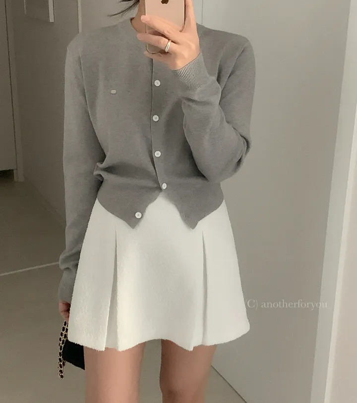 미니 심볼 펜던트 라운드 숏 가디건 4col : 어나더포유 상세 이미지 5