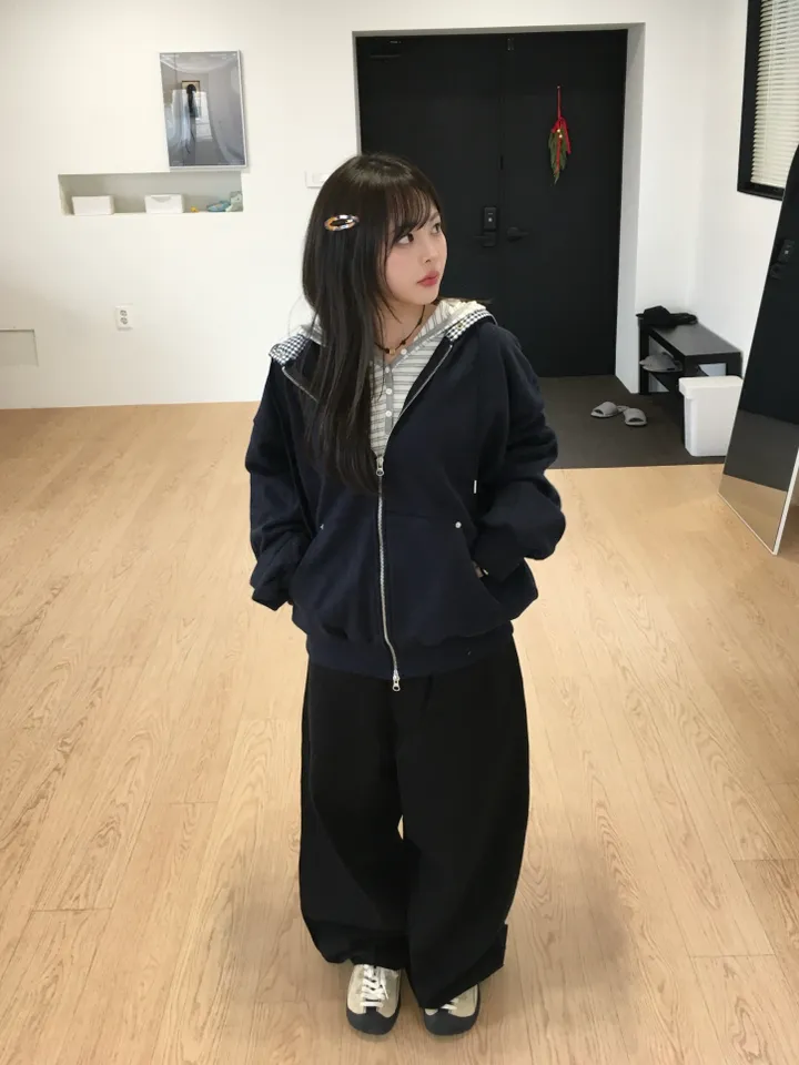 (*주문폭주 입고지연*)(2 color) 체크 패치 투웨이 후드집업 상세 이미지 60