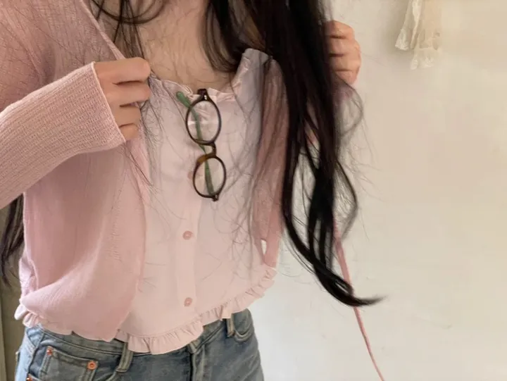 6color 루니 여리핏 리본 시스루 롱슬리브 가디건 상세 이미지 27