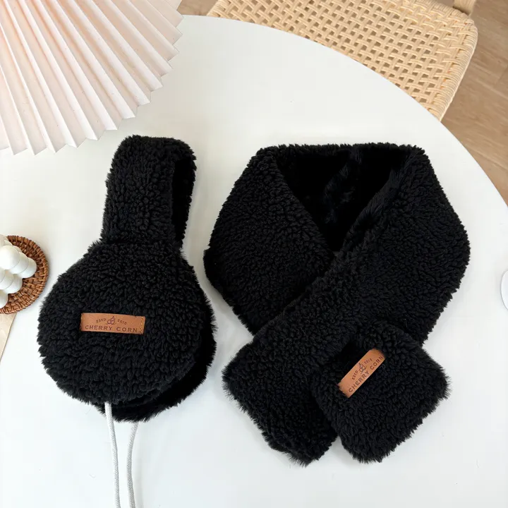 얼굴작아보여요🐑자체제작 스키장 모자 썰매장 양면착용 3컬러 귀도리 목도리 세트 머플러 귀마개 빅사이즈 겨울 포근 몽글몽글/ 상세 이미지 24