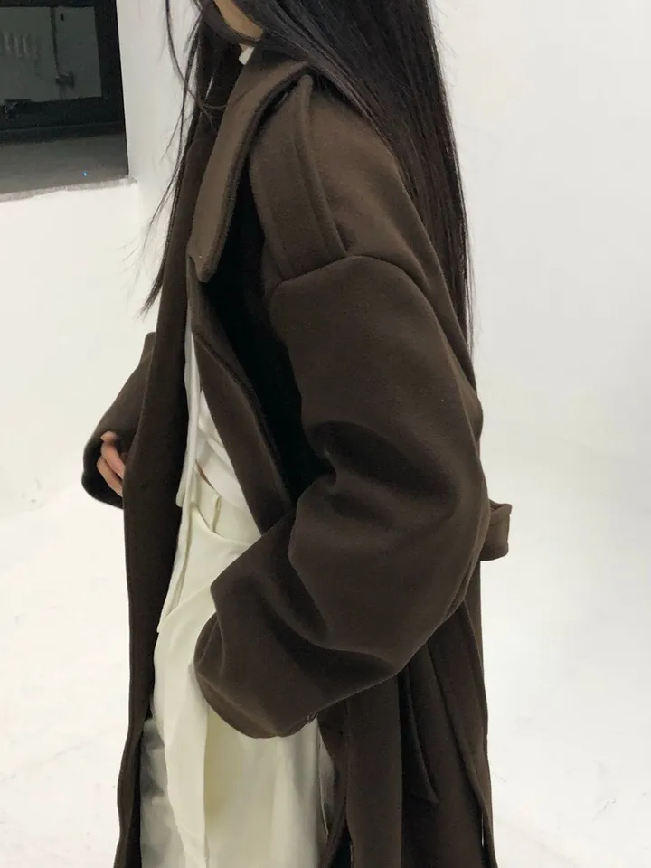 [Unisex] Mael maxi coat (3co) / 울 오버 루즈핏 누빔 안감 벨트 맥시 코트 상세 이미지 10
