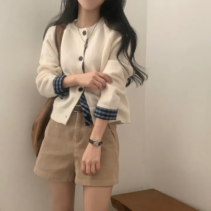 [저렴이X,원단달라요!/긱시크🤍] 버른 체크 레이어드 셔츠 배색 니트 가디건 - 5color 상세 이미지 26