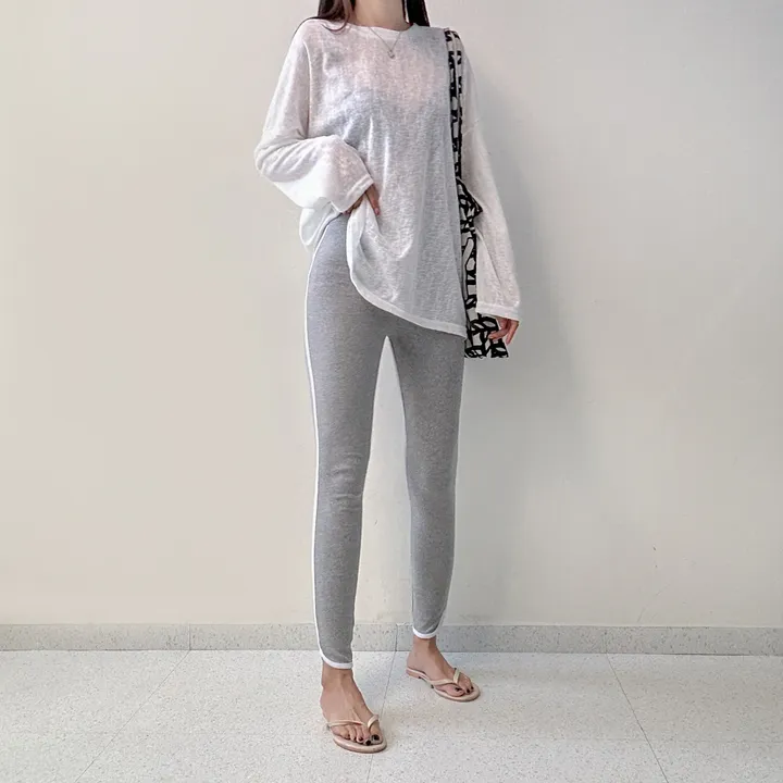 밴딩/데일리/운동복 랍바 라인 소프트 쫀쫀 하이 레깅스 (3컬러) 상세 이미지 8