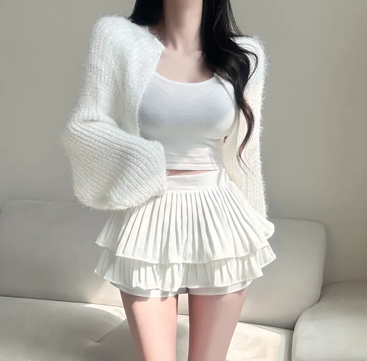 [여리핏보장!!/여친룩/9col] 보들 데일리 청순 솔잎 볼레로 가디건 벌룬핏 루즈 아방한 하찌 니트 베이직 기본 개강룩 데이트룩 봄 피크닉 간절기 벚꽃룩 러블리 세미 크롭 퍼 상세 이미지 19