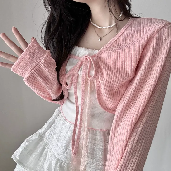 [하나사서 1년 뽕 뽑는*.*] 사계절템 살탐방지-! 골지 리본 발레코어 크롭 볼레로 가디건 상세 이미지 8
