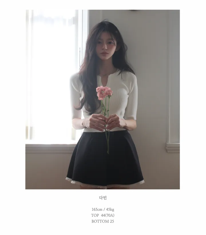 제티 브이넥 단추 반팔 가디건 상세 이미지 28