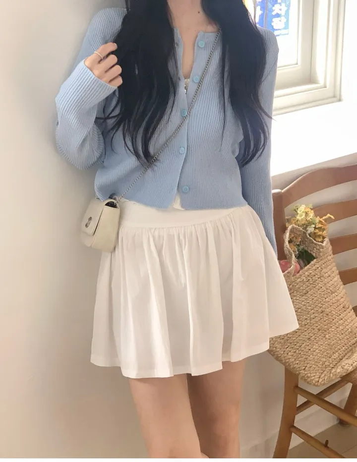 레이 여름 린넨 골지 크롭 라운드 긴팔 가디건 (9color) [ 봄 여름 살안타템 데일리룩 기본 베이직 ] 상세 이미지 24