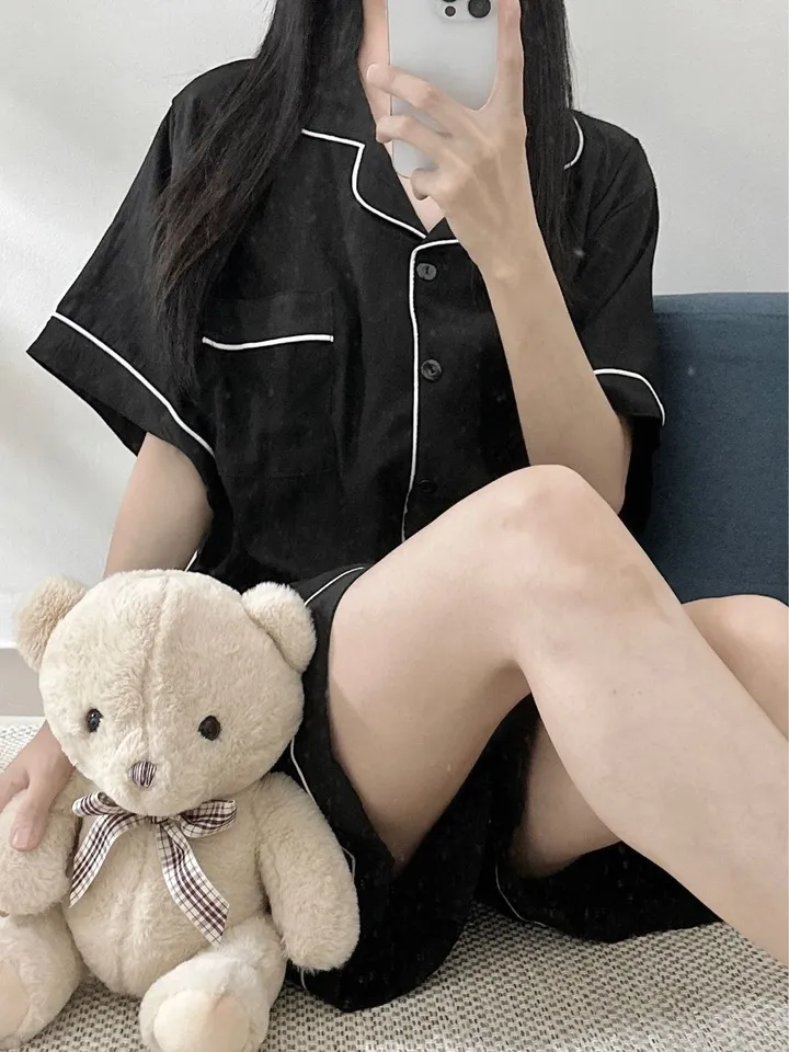[88~110사이즈🖤신상할인] 여름 잠옷 홈웨어 봄 간절기 블랙 세트 수면 선물 커플 빅사이즈 플러즈 2XL 3XL 4XL 5XL 99 100 상세 이미지 11