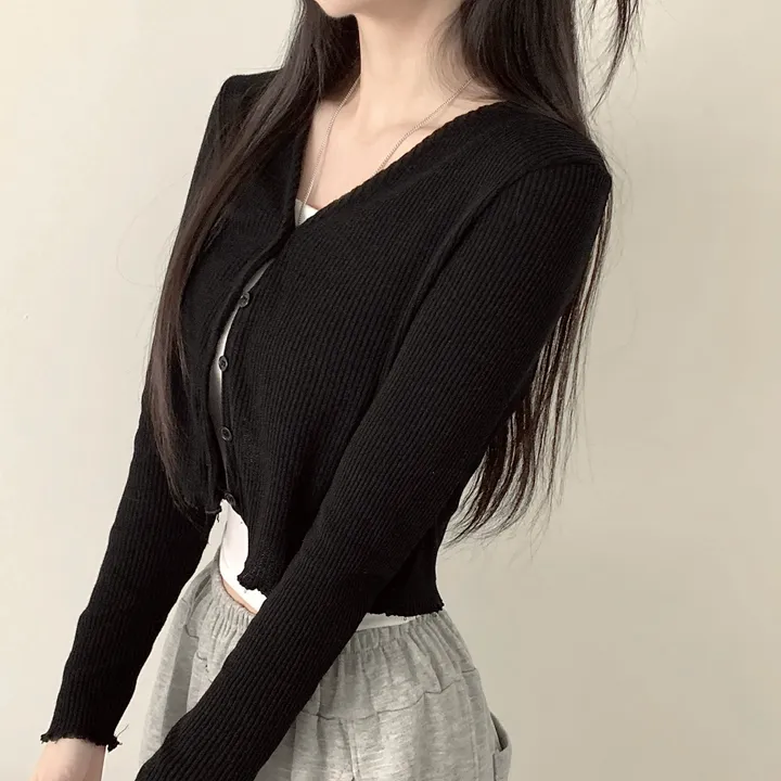 [봄신상/색감맛집] 물결 니트 브이넥 크롭 가디건 상세 이미지 23