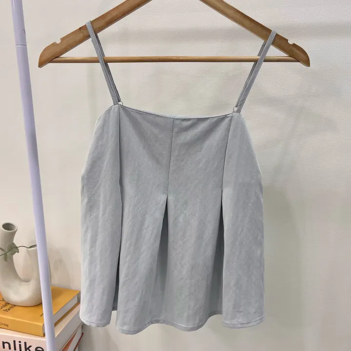 [봄여름/set]*무지* 프릴 뷔스티에 세트 나일론 레이온 프리사이즈 고급스러운 와이드롱팬츠 핀턱 밴딩 바지 드라이클리닝 끈나시 끈조절 데일리 기본 코코바지세트 2color 상세 이미지 18