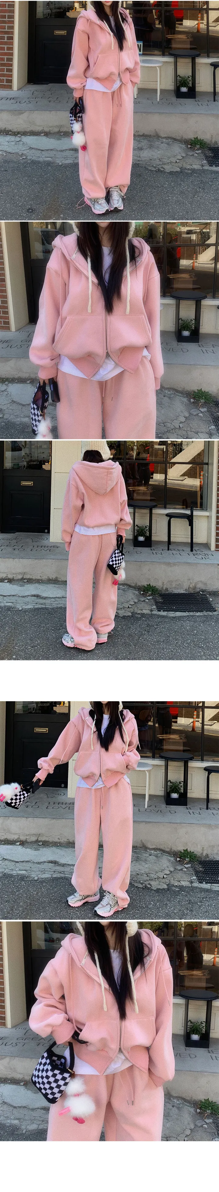 [초봄까지!][양기모*퀄보장] made 베어 루즈핏 양기모 트레이닝 세트 후드집업 와이드팬츠 기모트레이닝 봄겨울추리닝 양기모추리닝 상세 이미지 18