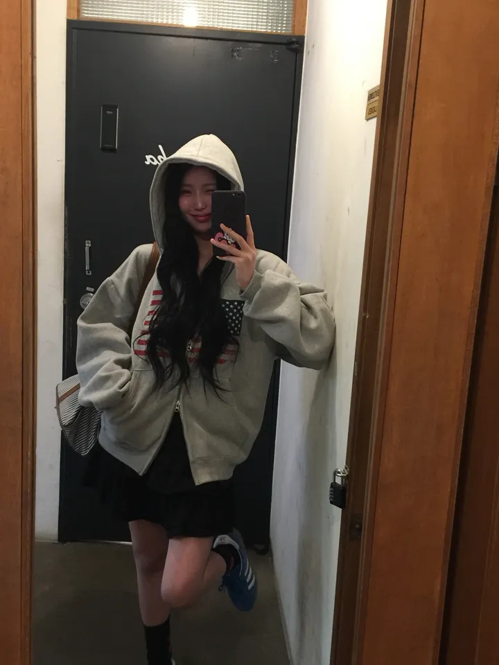 미유 아메리카 오버핏 빈티지 후드집업 상세 이미지 12
