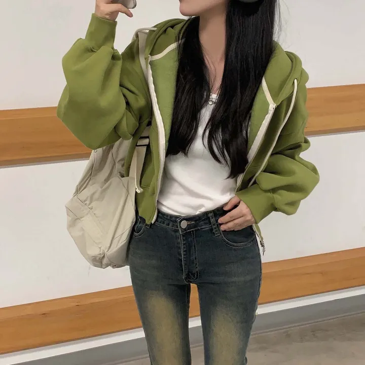 [완전인기✨/백염컬러 당일출고!] 자체제작 크치Made 꿈에 나온 핏, 투웨이 양기모 크롭 후드집업 ver 아우터 자켓 - zipup 상세 이미지 41