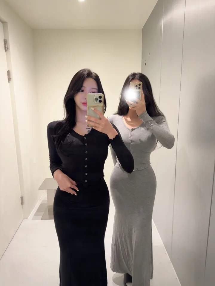 여리핏💖 슬림 여리 가디건 롱 스커트 투피스 세트 상세 이미지 4
