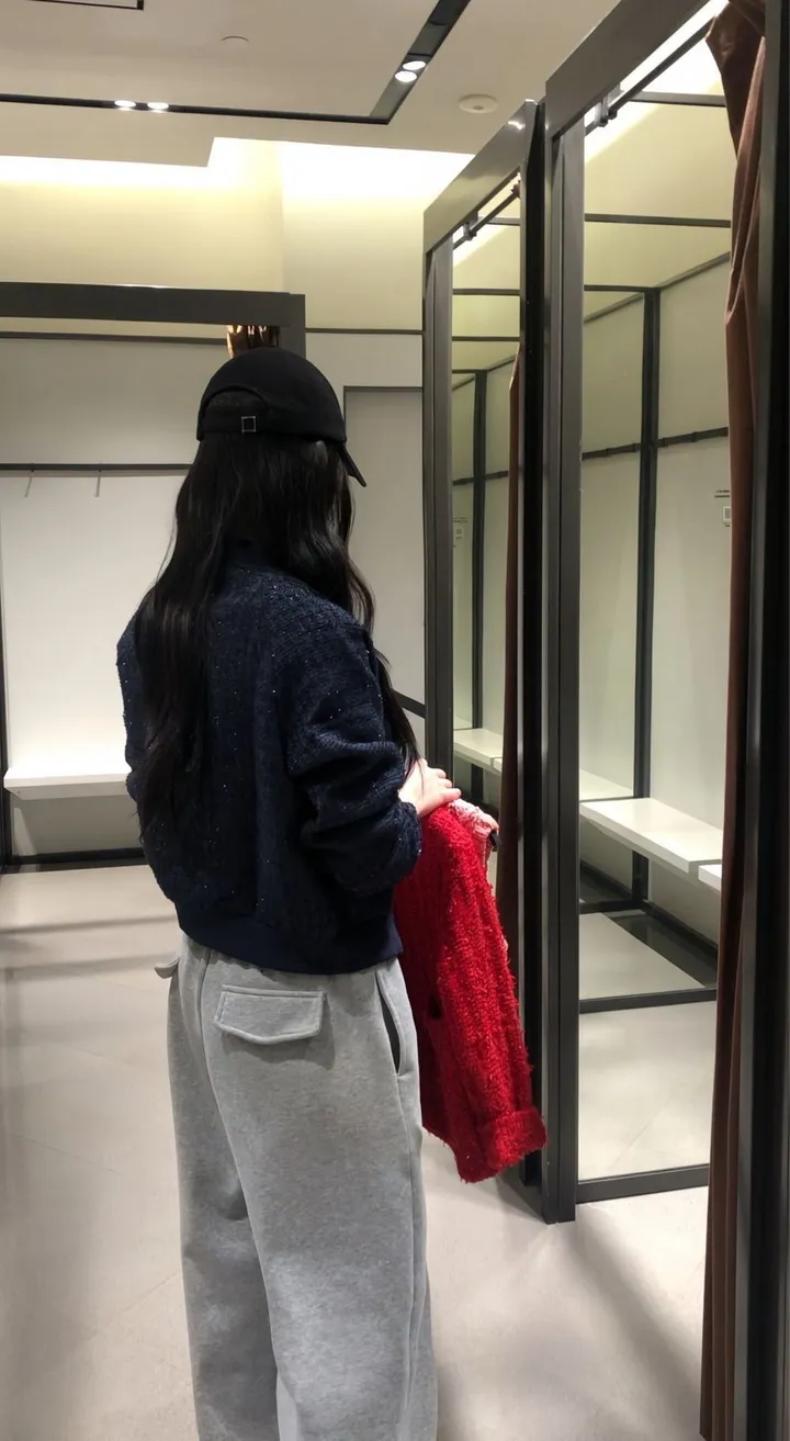 +영상핏[당일출고🚀봄 자켓🌸] 더오 네이비 펄 트위드 봄버 자켓 상세 이미지 11