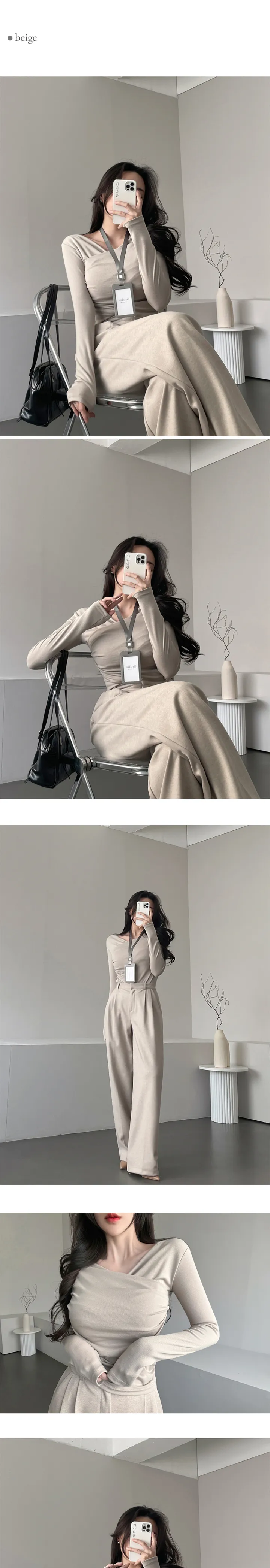 [자체제작❤️/청순글램] 가나다란 케인 봄버전 부드러운 브이넥 랩 셔링 여리핏 티셔츠 5color 상세 이미지 8