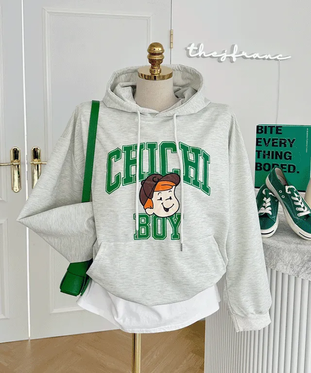❤️시즌SALE!한정수량❤️[오버핏! 데일리 귀여운 나염 후드티] 치치보이후드
