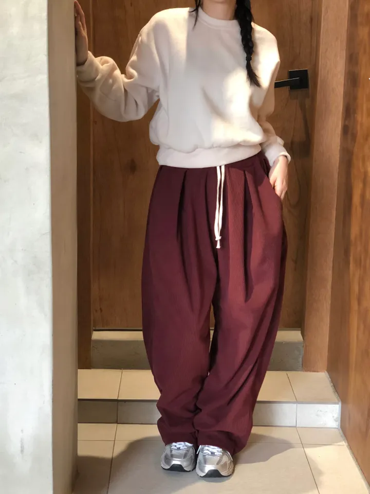 [데일리/*핏보장*] 코듀로이 골덴 핀턱 밴딩 팬츠 - 7colors (맞주름 허리 밴딩 와이드팬츠 롱다리핏 골반보장) 상세 이미지 38