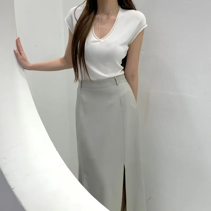 *한정수량원가 SALE* 국내 하이퀄리티 기본 수트 자켓 절개 슬릿 롱 스커트 하객룩 정장 오피스룩 투피스 세트 셋업 2color 상세 이미지 25