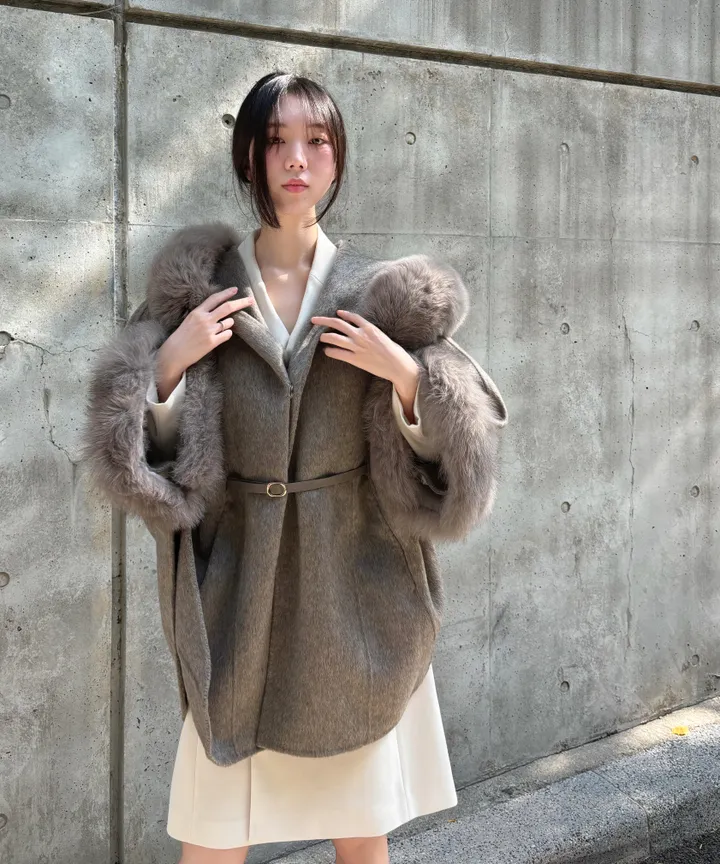 [MADE/호주울100% 폭스100%]3color 폭스퍼 탈부착 케이프 코트/ 저퀄리티 비교 불가!! 상세 이미지 3