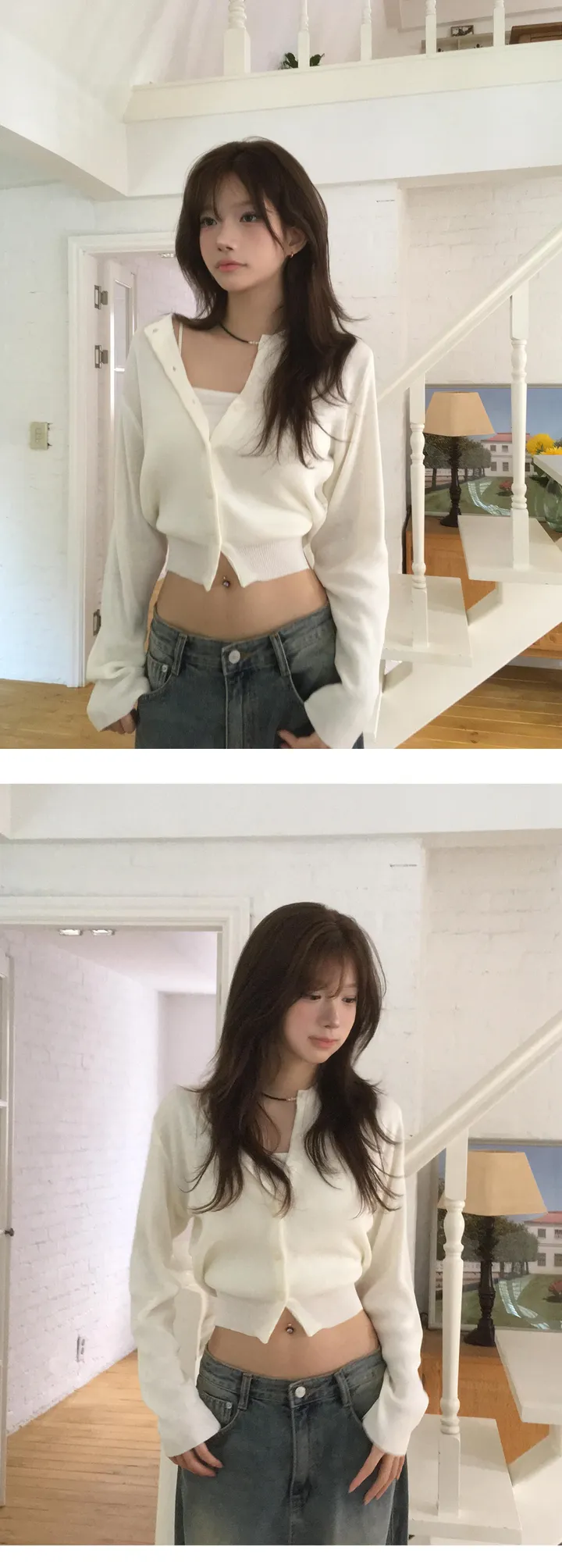 [잘록 허리 핏조절🖤] 리본 스트랩 라운드넥 가디건 - 4color 상세 이미지 16