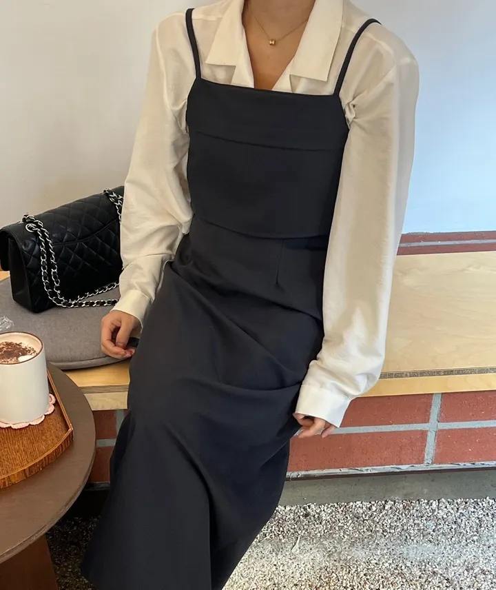 [set가격💛국내생산] 뷔스티에 + 롱 스커트 투피스 셋업 set (2color) 상세 이미지 17