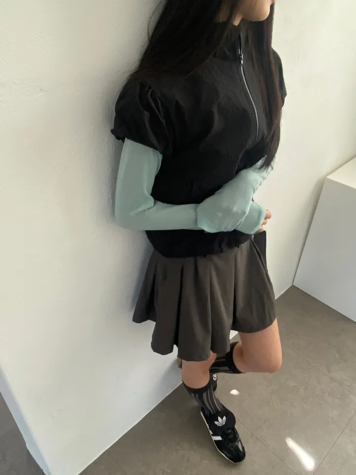 3일만할인[자체제작🍑국내고퀄/러블리룩📸] 시어서커 퍼프 셔링 반목 바람막이 상세 이미지 15