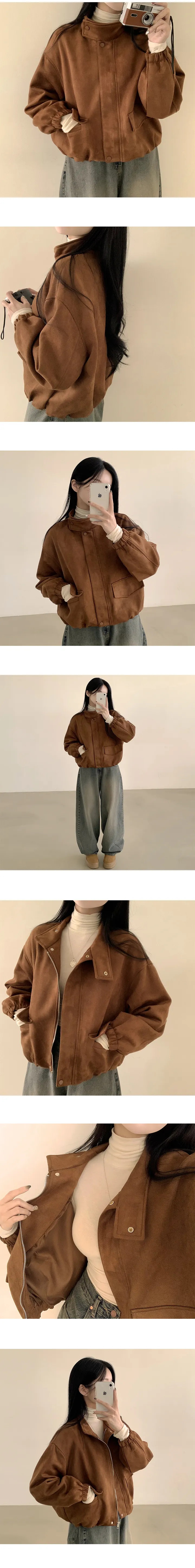 [아방핏/부드러워요] 귀여움 가득, 스웨이드 하이넥 차이나 포켓 점퍼 (3color) 상세 이미지 2