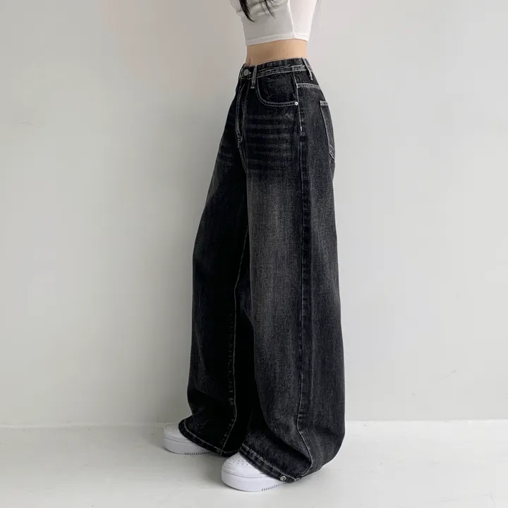 [모델소장🖤/기장선택/~XL] 페이블 3기장 힙 빈티지 워싱 하이웨스트 로우 밑단 스냅 조거 와이드 데님 팬츠 청바지 키작녀 키큰녀 남녀공용 사계절팬츠 빅사이즈 상세 이미지 31