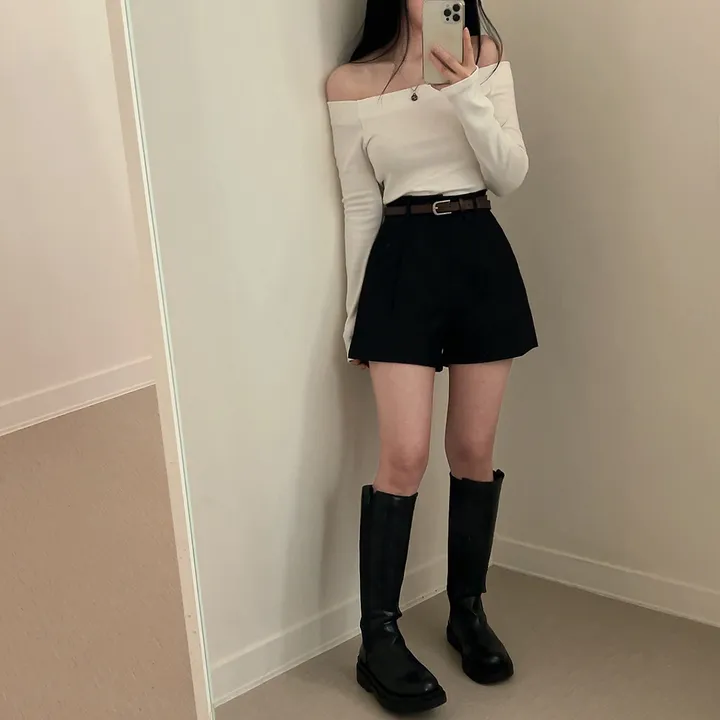 [데일리/벨트SET] 코지 원핀턱 벨트 슬랙스 숏팬츠 상세 이미지 22