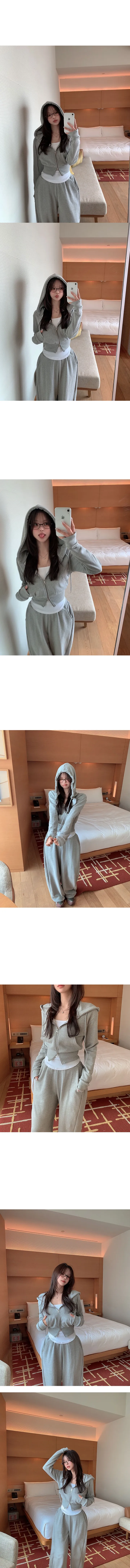 [MADE:자체제작]투웨이 후드집업 핀턱 와이드팬츠 세트[아담/롱ver,별도구매] 상세 이미지 8