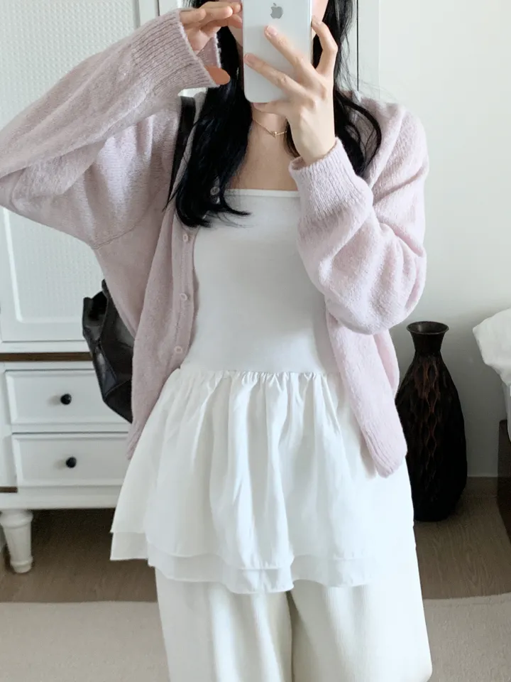 [보송/여리핏☁️] 바스 모헤어 가디건 (5color) 봄가디건/여름옷/데일리룩/데이트룩/벚꽃/나들이룩/핑크/니트/피크닉룩 상세 이미지 25