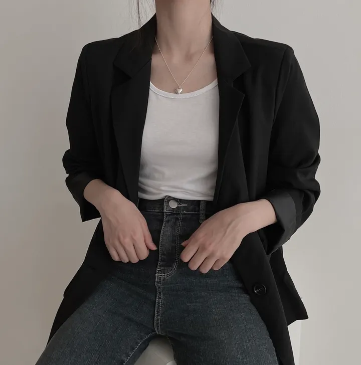 [간절기템] 툭 걸쳐서 완성하는 스탠다드 모던 럭시 블레이저 자켓 상세 이미지 15