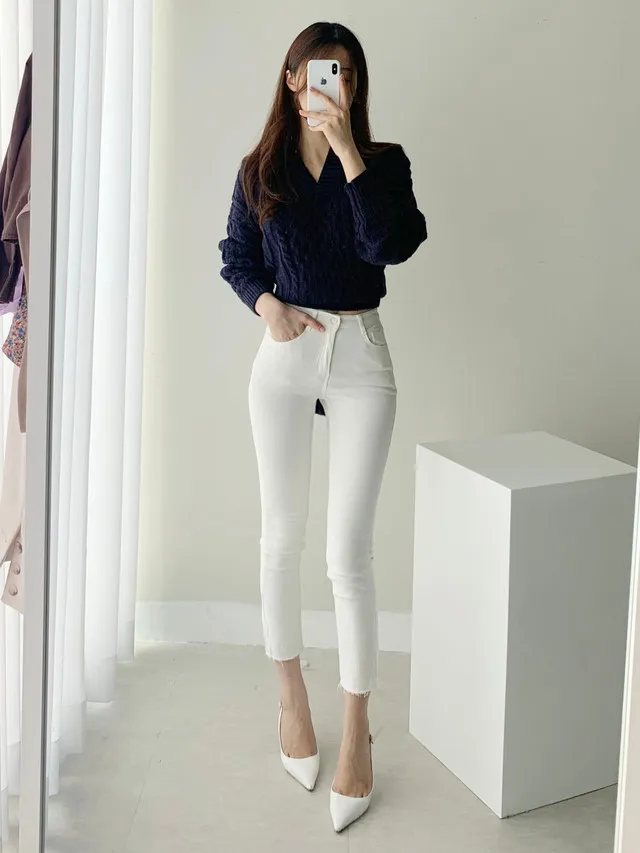 [빠른배송/1만장돌파] 스판굿 반하이 8부 일자 팬츠 면바지 화이트 블랙 베이지 상세 이미지 69