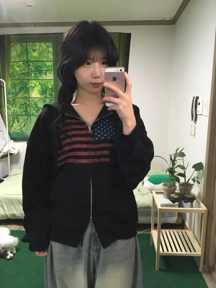 [최저가‎]⋆˚✿˖°아메리칸 성조기 미국 투웨이 후드 집업(2color) 상세 이미지 15