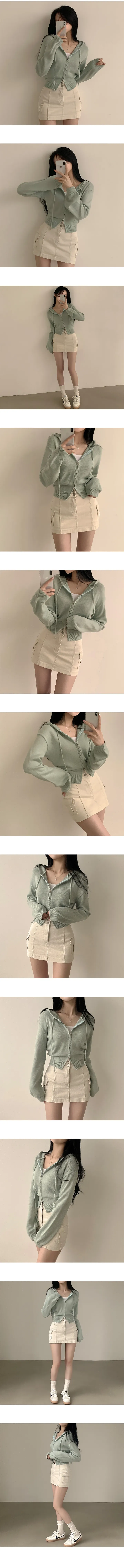 [투웨이/여리핏] 예쁨보장ღ, 무지 후드 크롭 가디건 니트집업 (6color) 상세 이미지 6