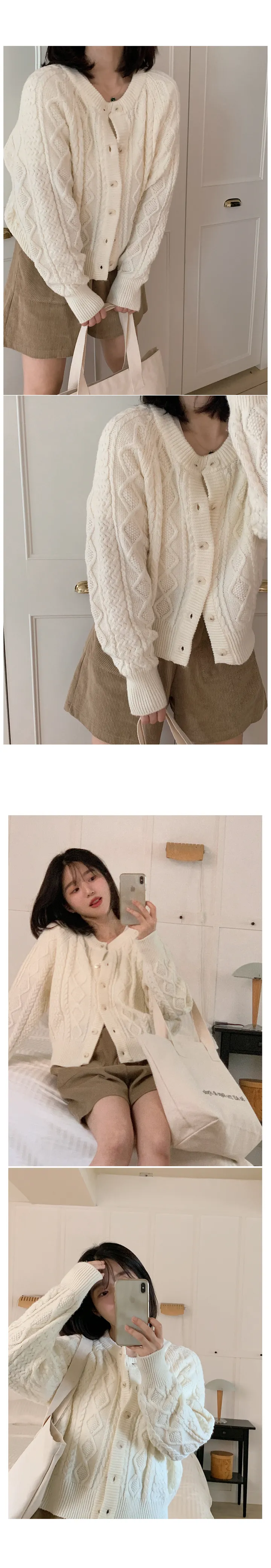 🚀당일발송🚀[landmade/울70]휘낭시에 케이블 어텀 니트 가디건 (4color) 상세 이미지 10