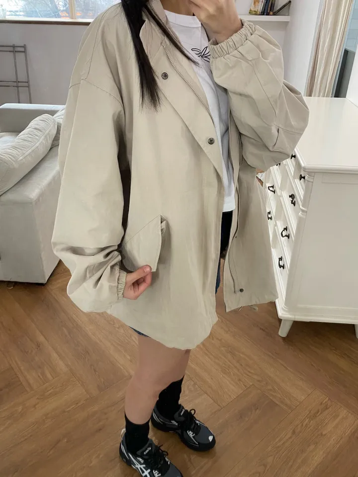 [간절기/오버핏] 피치 야상 집업 (beige) 상세 이미지 8