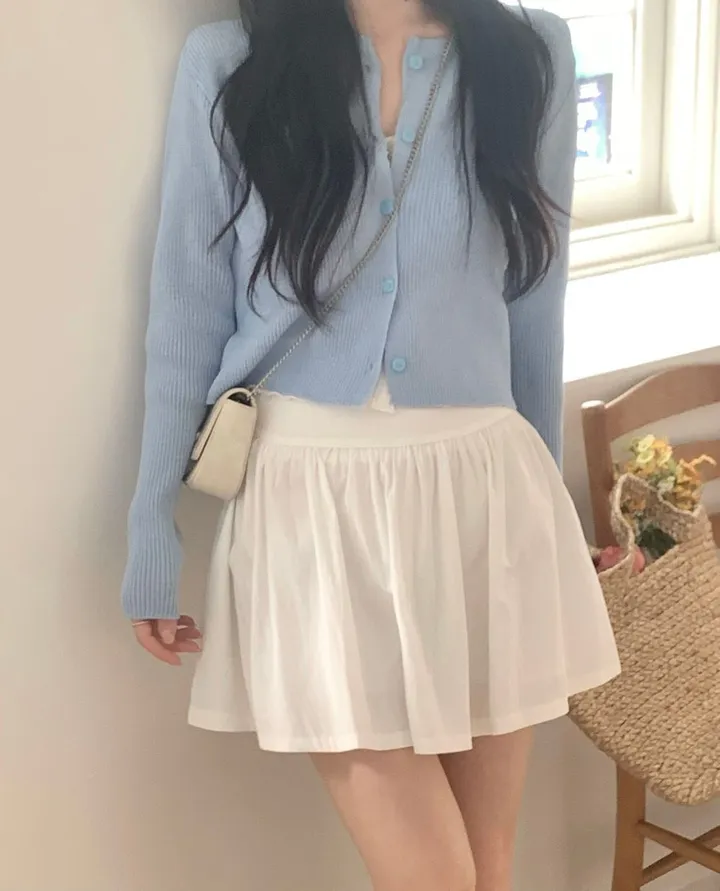 레이 여름 린넨 골지 크롭 라운드 긴팔 가디건 (9color) [ 봄 여름 살안타템 데일리룩 기본 베이직 ] 상세 이미지 27