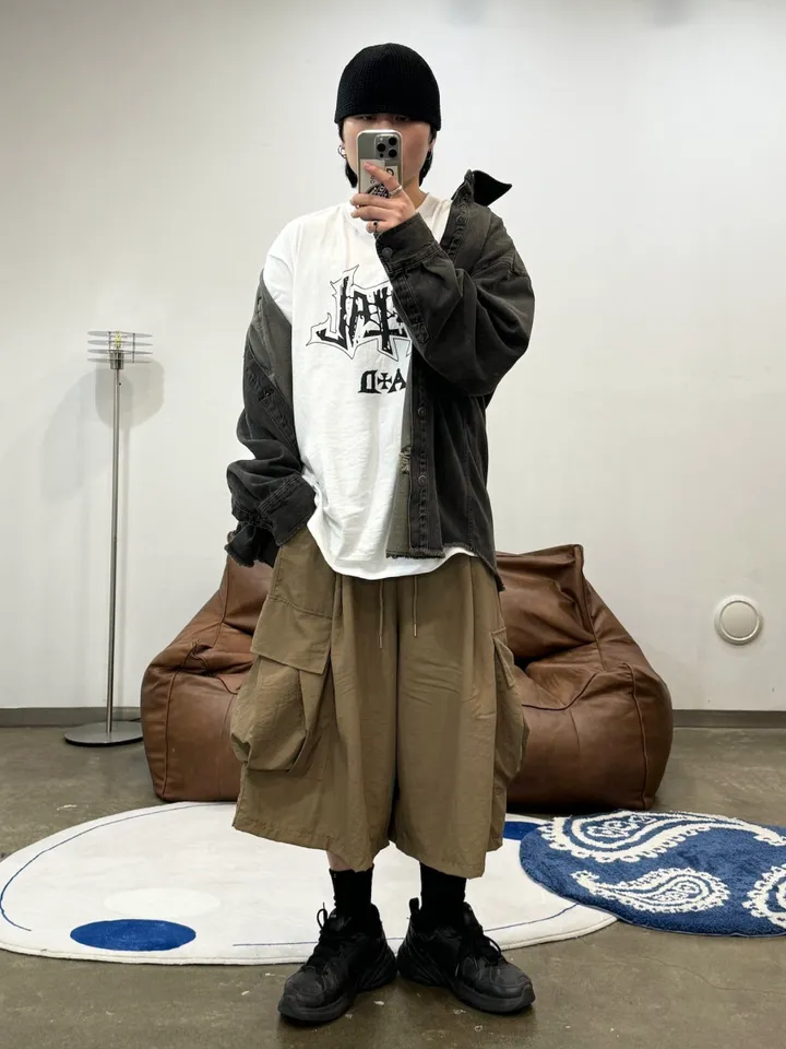(누적 1000장)(4COLOR) 빅포켓 나일론 8부 카고팬츠 (카고반바지, 여름반바지, 8부팬츠, 와이드반바지, 카고하프팬츠, 나일론팬츠) 상세 이미지 46