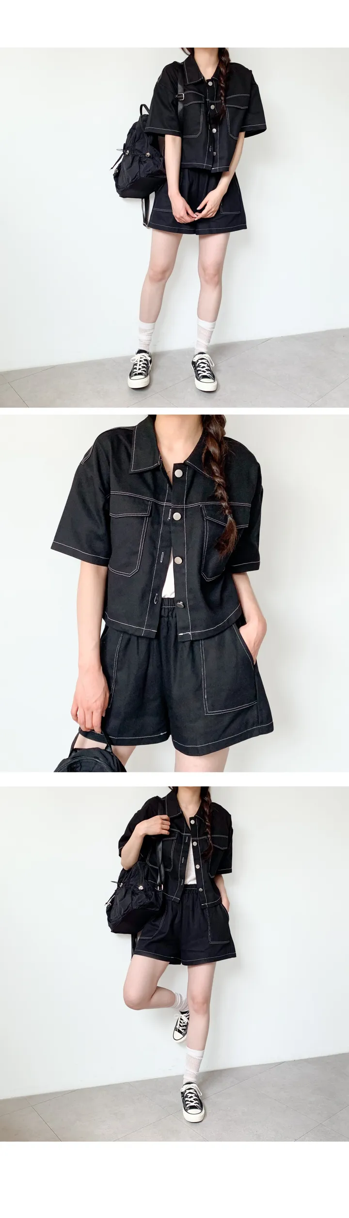 [만족도100%/셋업코디!] 크롭스티치자켓+허리밴딩팬츠 투피스 세트 - 2color 상세 이미지 11